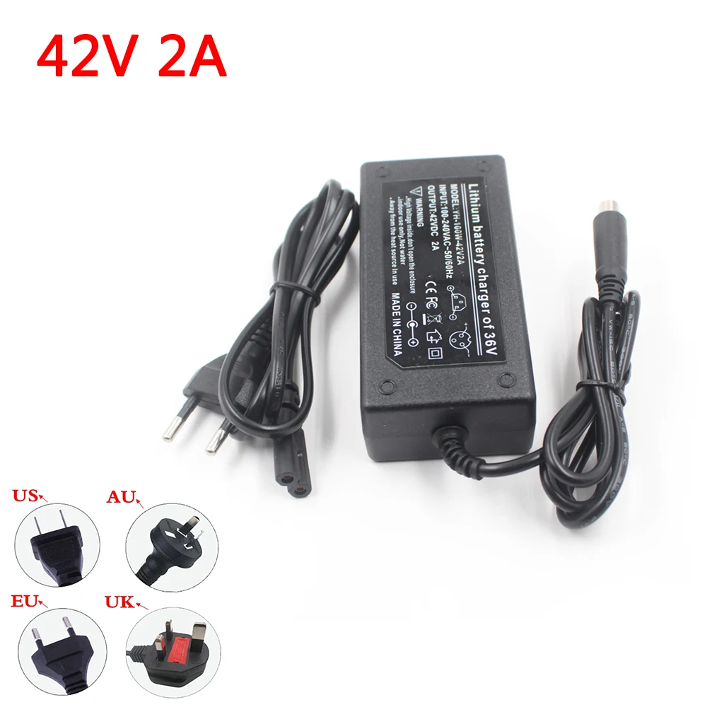 

42V 2A 10S Li-ion Battery Charger For 36V Lithium Battery Pack Lipo M365 Hoverboard Electric Bike Scooter Ninebot Ebike Charger