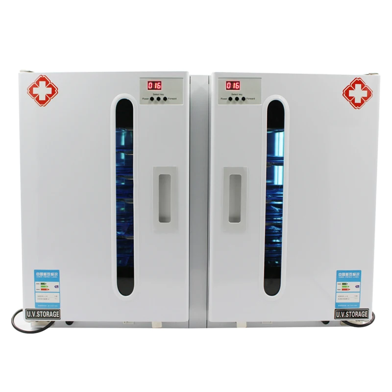 

Dental Medical Digital display double door UV sterilizer cabinet UVC disinfection cabinet 64L with 20pcs tray for clinic