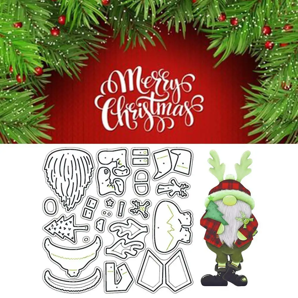 

2023 New Dwarf Santa Claus metal dies cut decoration Scrapbook paper craft knife mould punch stencils dies