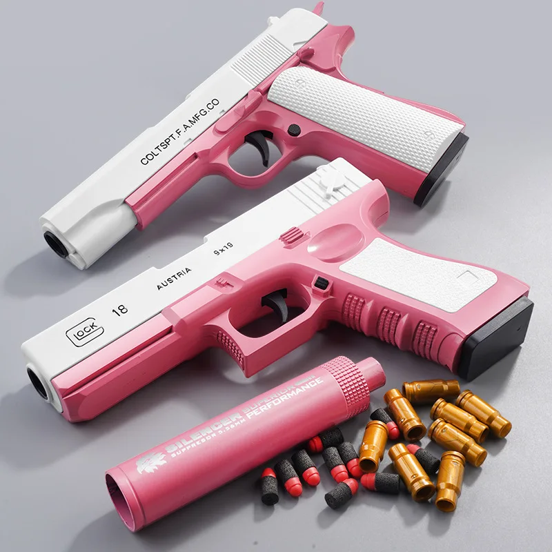 

New Glock Toy Pistol Plastic EVA Foam Darts Bullets Gun M1911 Simulation Model Pistol Beginner Aim Train Handgun For Boys Adults