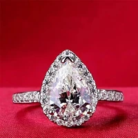 diamond drop zircon open ring womens fashion simple light luxury joint wedding ring