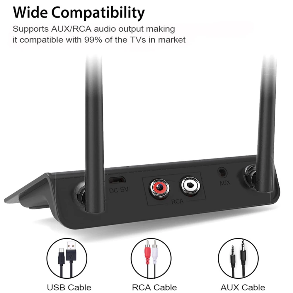 

Bluetooth 5.0 Receiver Transmitter 2 in 1 CSR Chip Wireless Audio Adapter 80M Aptx HD 3.5mm AUX RCA Jack for PC TV Headphones