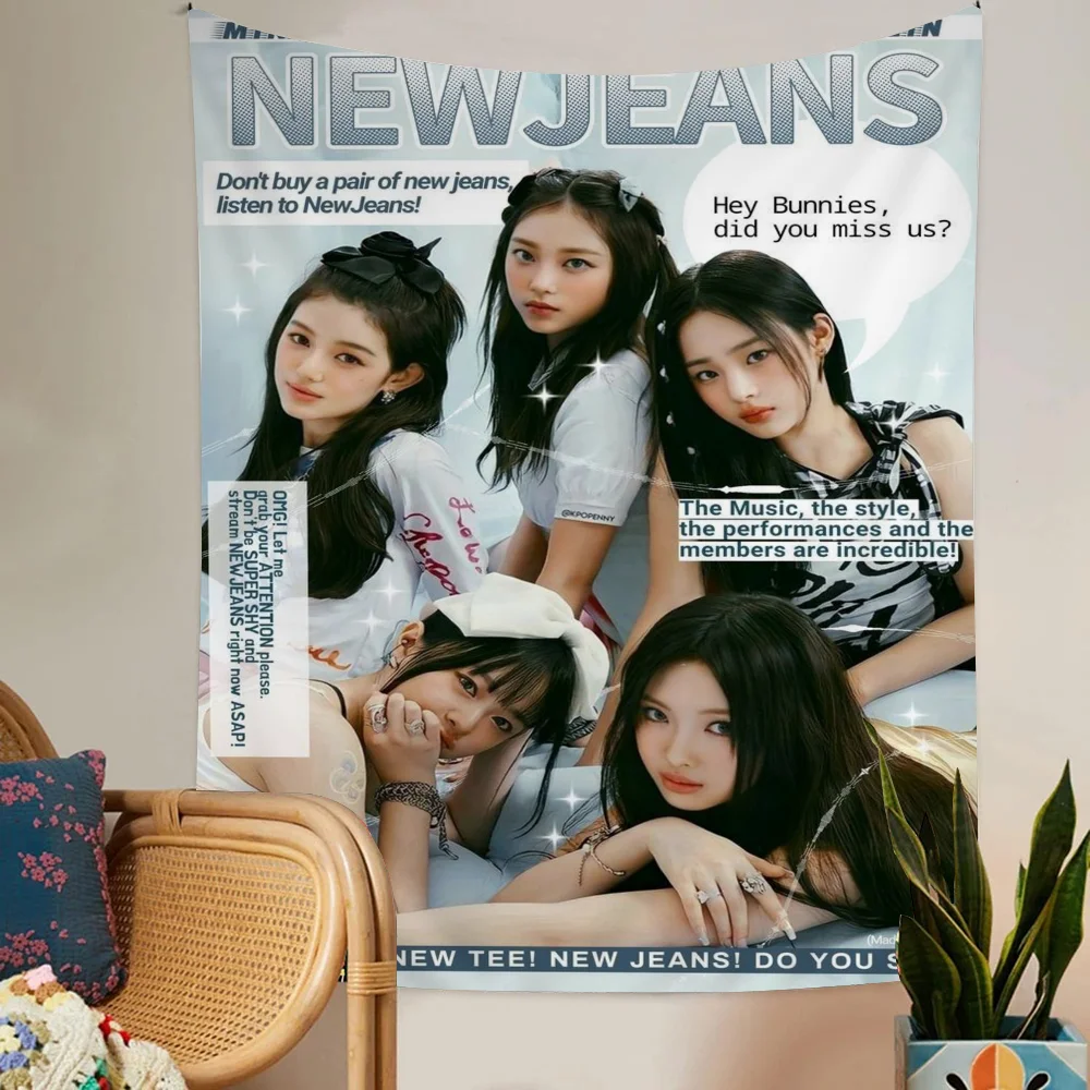 Kpop N-Newjeans DIY Wall Tapestry Art Science Fiction Room Home Decor