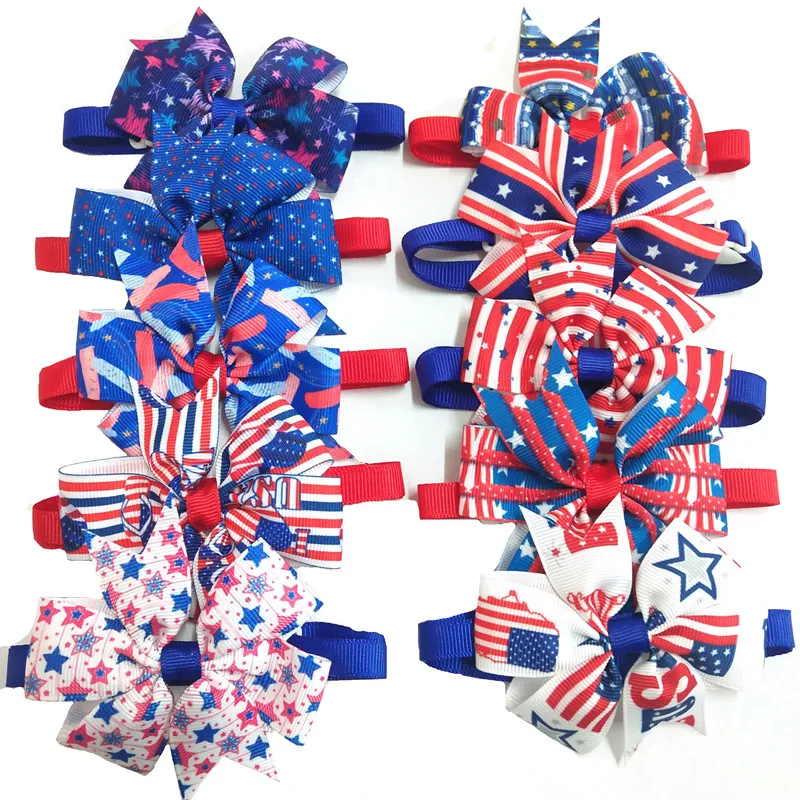 

50pcs American Independence Day Pet Accessories Dog Bowties Neckties Pet Collar Accessories Dog Grooming Products