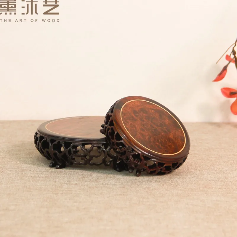 

Круглый бонсай из красного дерева, Бамбуковая резная подставка для вазы, артикул, база для роскошной коллекции