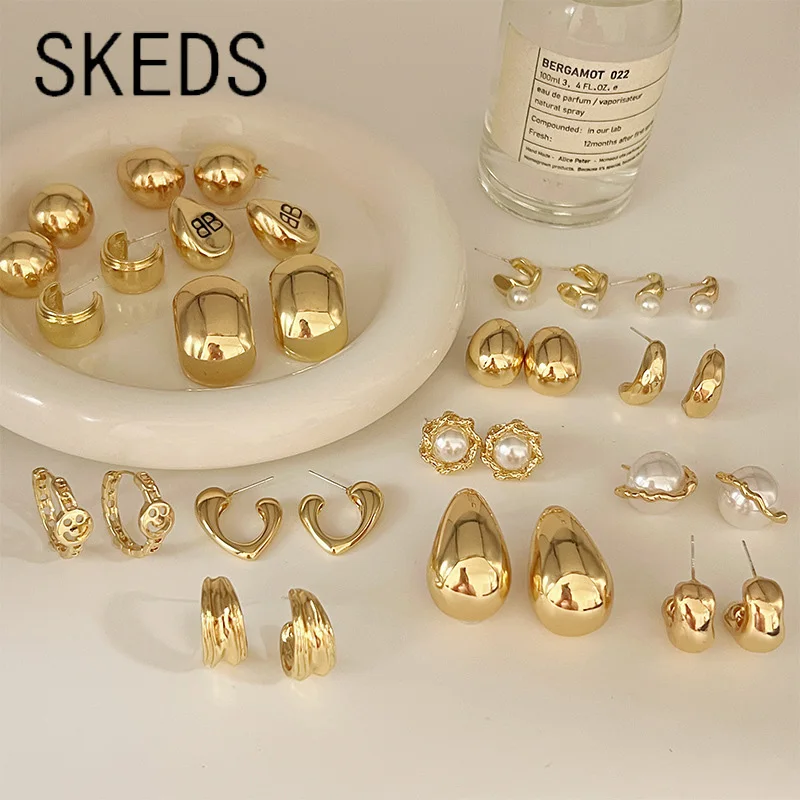 Элегантные серьги-гвоздики SKEDS в Корейском стиле для женщин и девушек с жемчугом