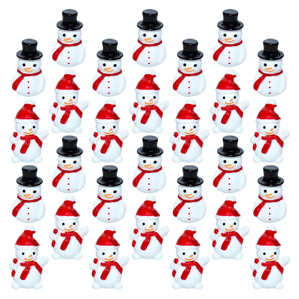 

40 Pcs Snowballs Mini Christmas Ornaments Adorable Miniature Figurine Desktop Resin Snowman Miniatures Statue