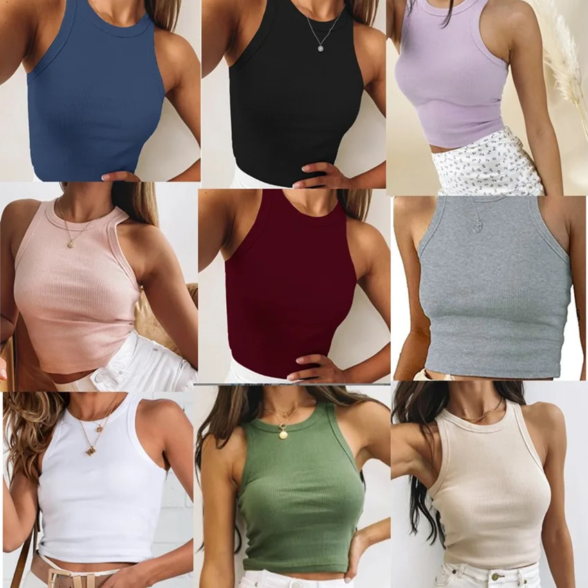 

Весенне-летняя модная Однотонная футболка без рукавов