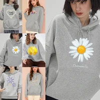 casual womens hoodies daisy printed hooded pullovers spring autumn terry couple fashion streetwear teenagers comfortable hoodie