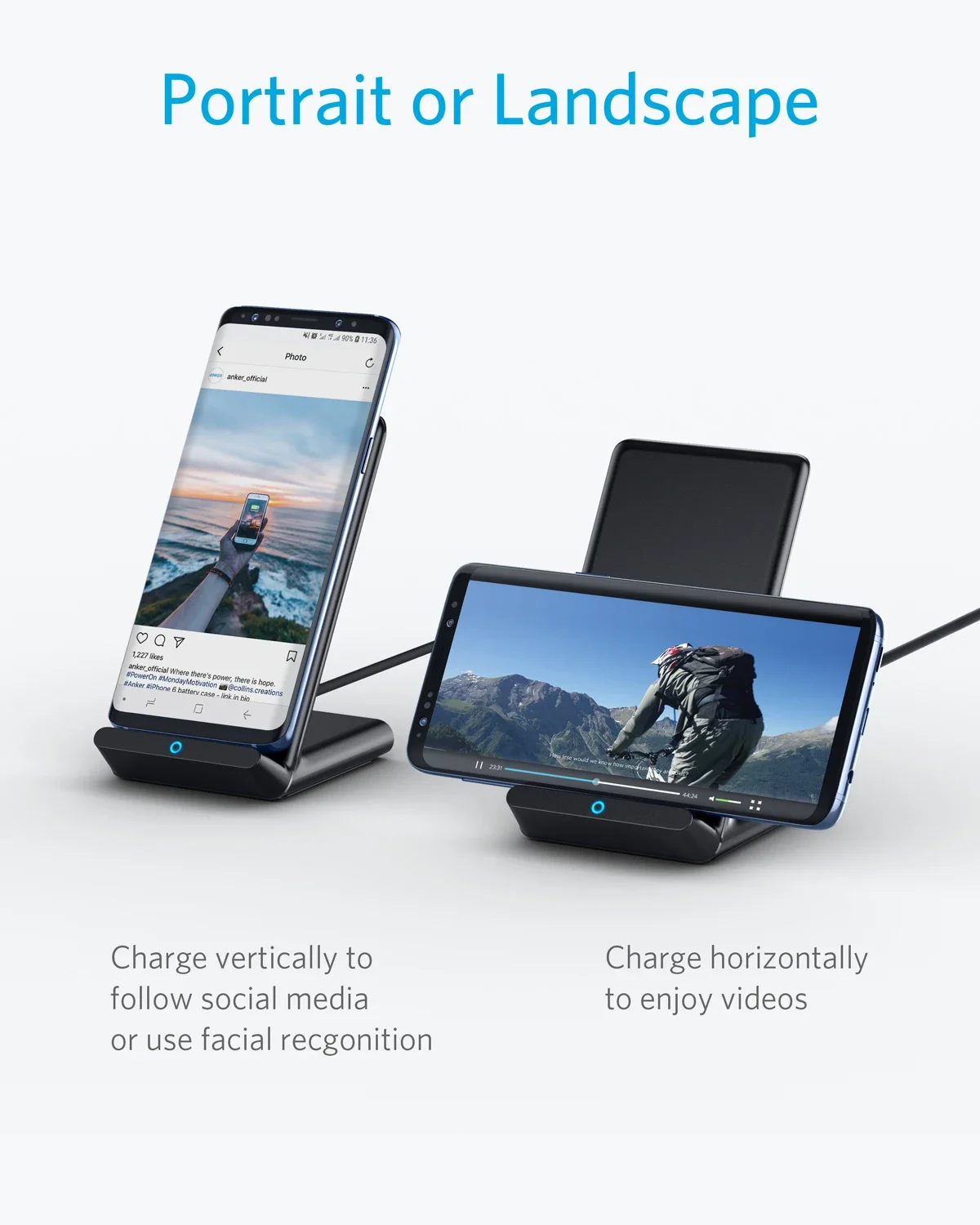 Фото Беспроводные зарядные устройства Anker 10 Вт Max PowerWave подставка с сертификатом Qi для iPhone 14/14 Pro/14 Pro Max/13 Pro №4