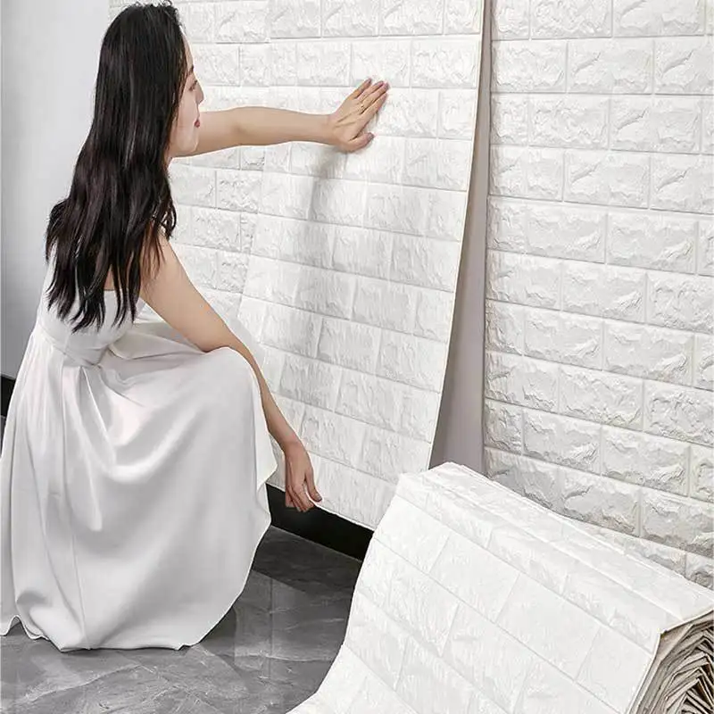 

70cmx1m 3D Self-Adhesive Wallpaper Continuous Waterproof Brick Wall Stickers Living Room Bedroom Children's Room Home Decoration