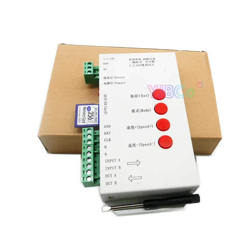 T1000S SD-карта RGB IC Пиксели контроллер световой ленты 5 В ~ 24 12 T-1000S WS2801 WS2811 WS2812B LPD6803 2048