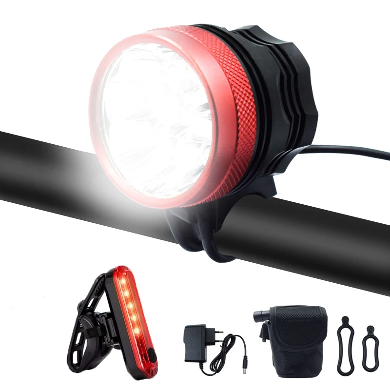 

10 000 лм 9 * XML T6 светодиодный фонарь для горного велосипеда, передняя фара для горного велосипеда 18650, фонарь для ночной езды на велосипеде с за...