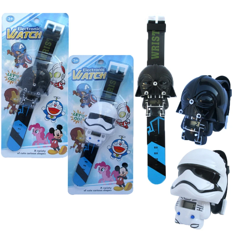 Купи Disney star wars children's watches stormtrooper Darth Vader action figure Toys for kids collection dolls watch birthday gifts за 267 рублей в магазине AliExpress