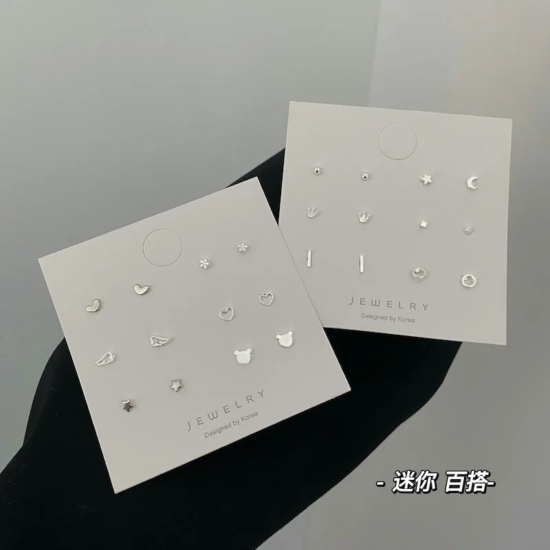 

Fashion All-match Mini Earrings S925 Silver-needle Basic Simple Stud Earrings Set Exquisite Chic OL Female Earrings Jewelry