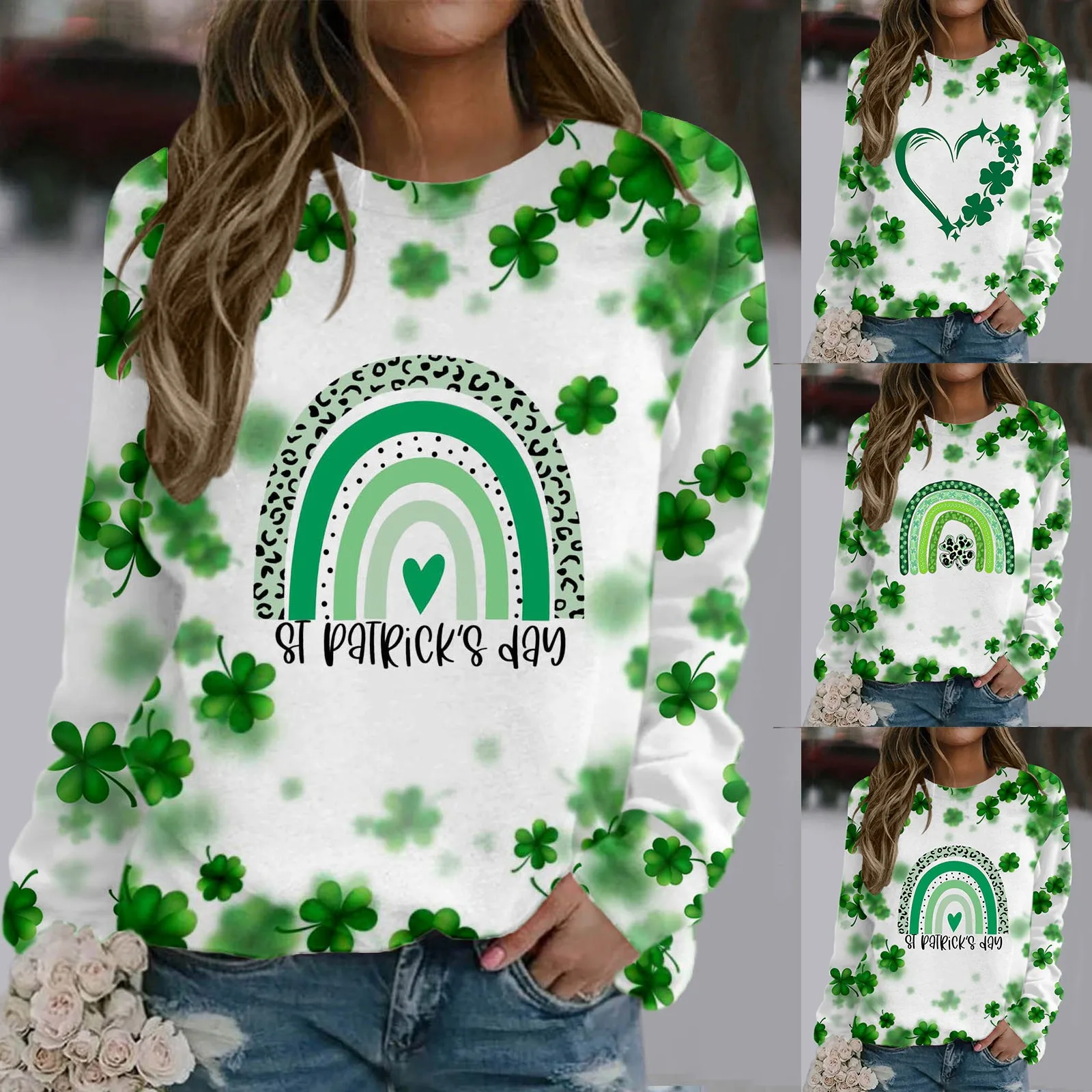 

Womens St Patricks Cute Casual Pullover Tops Vintage Oversized Streetwear Sweatshirt For Women Trendy Sweatshirts For Teen Girls