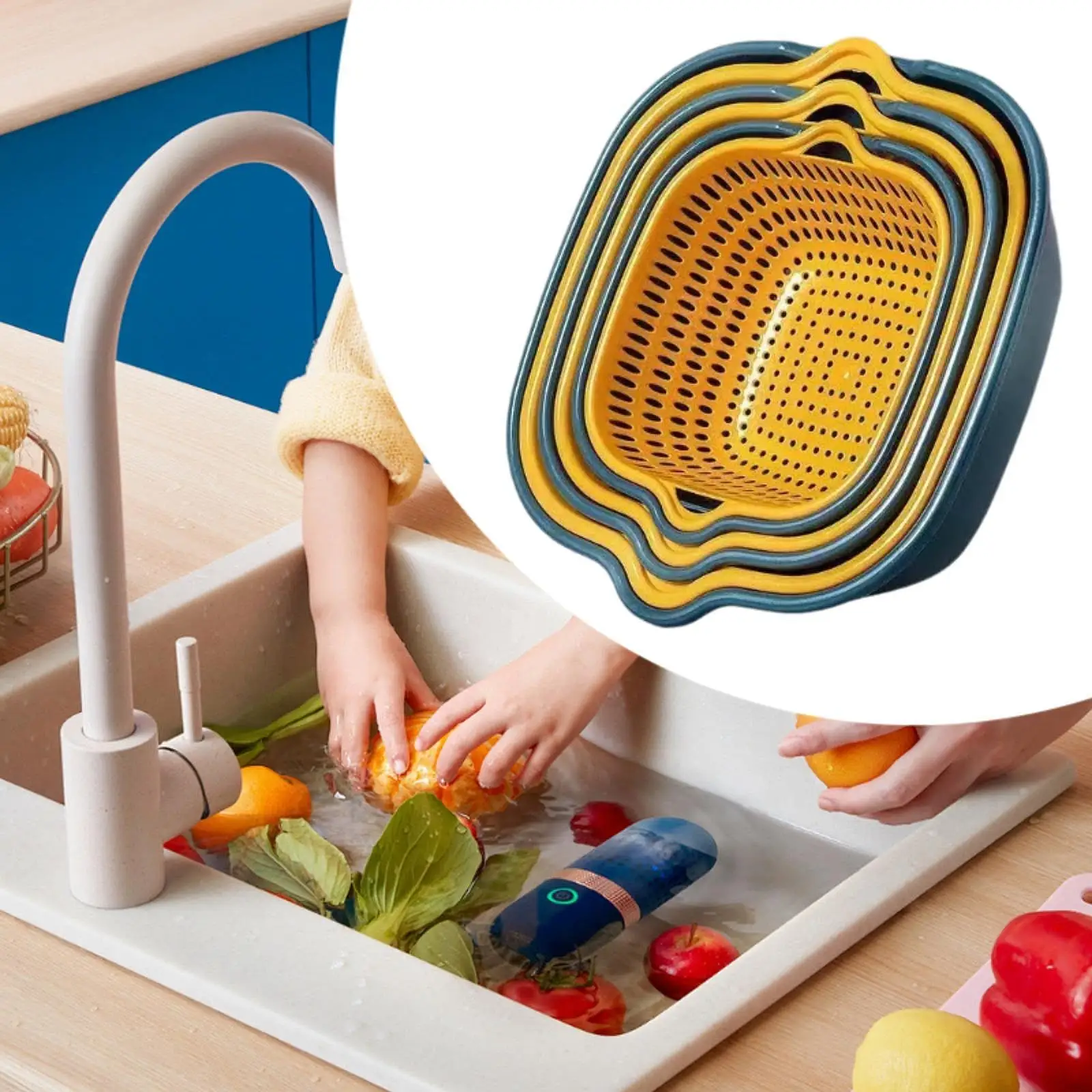 Двухслойная сетчатая корзина для дома 3 набора салатов спагетти лапши