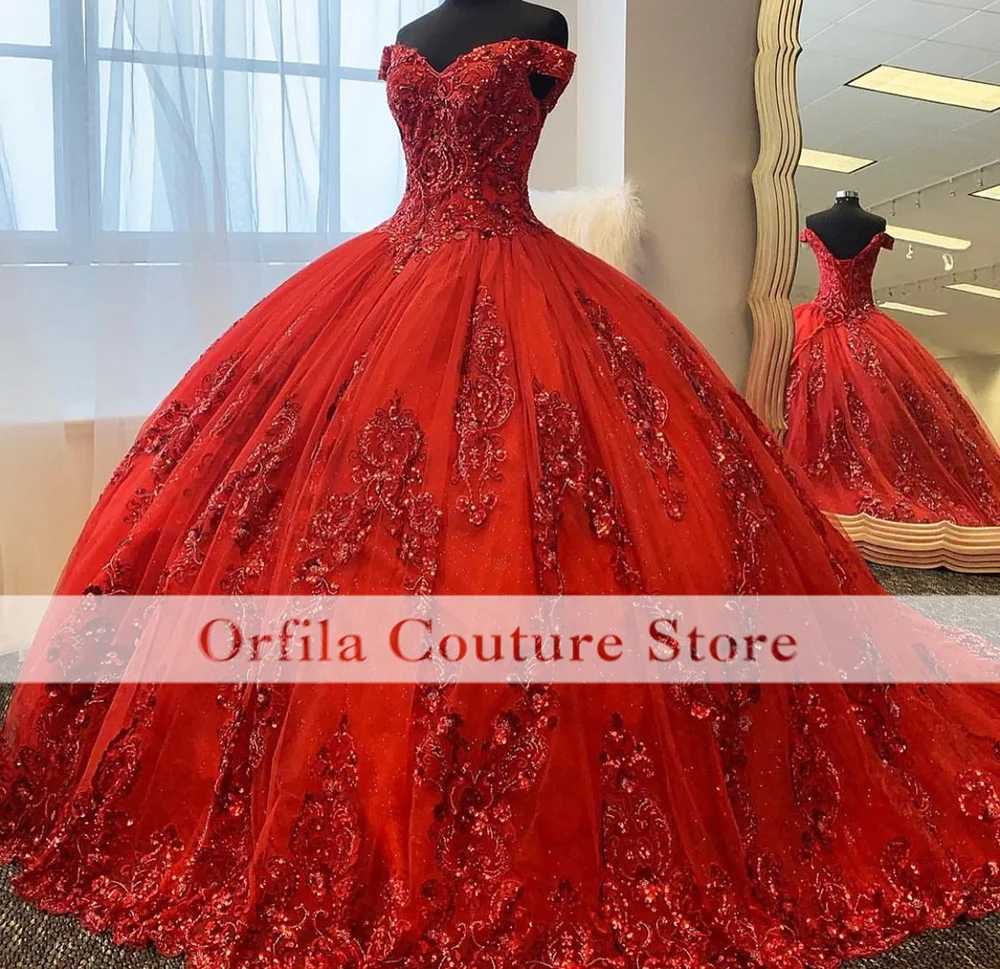 Фото Красное платье принцессы Quinceanera Orfila с накидкой и аппликацией из пайеток, объемное платье, платье 15 лет, зеленое пышное платье по индивидуальному заказу №2