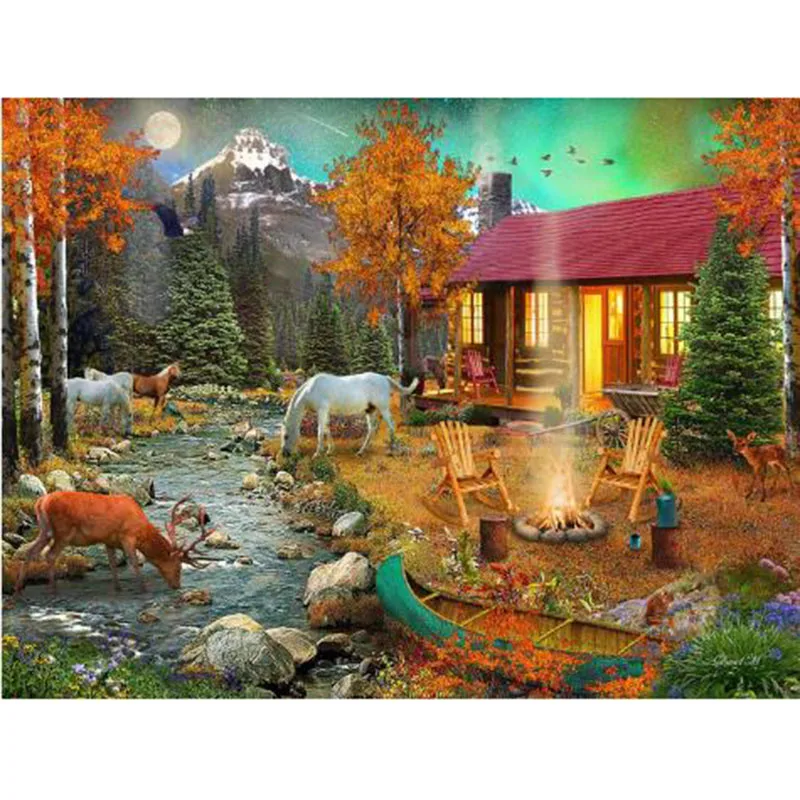 

KAMYYI Full Diamond 5D DIY Diamond Painting Rivulet House Embroidery Cross Stitch Rhinestone Mosaic Artist Home Decoration