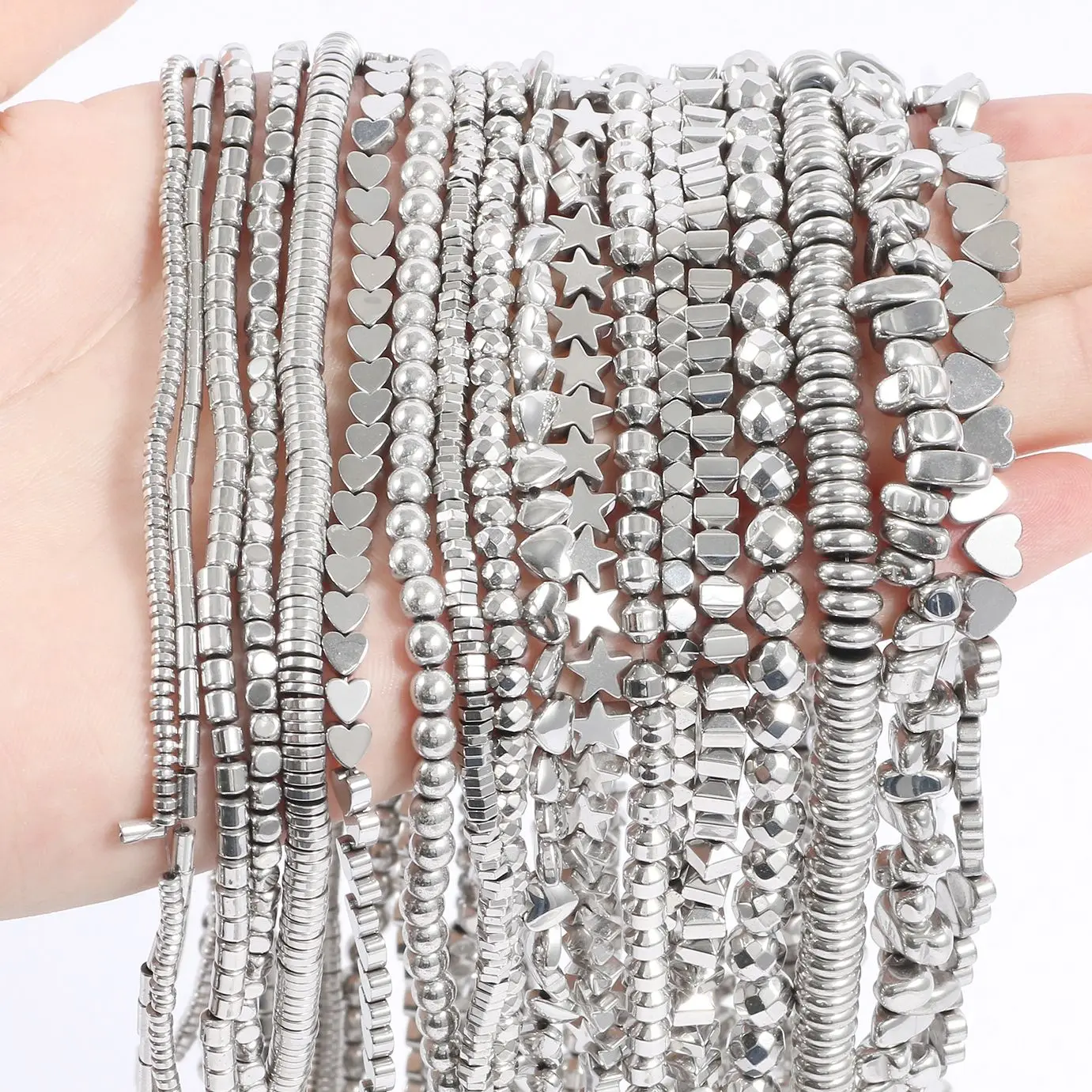 

AAA+ Retention Color Natural White Gold Plated Hematite Beads Geometric Heart Star Irregular Beads For Jewelry Making Bracelets