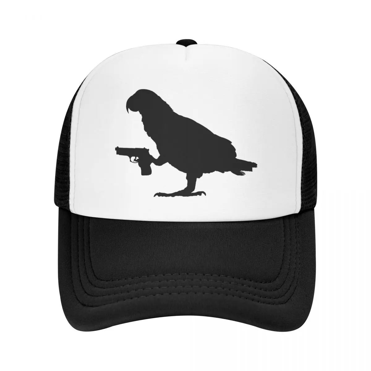 Parrot Trucker Hats Holding A Gun Mesh Net Baseball Cap Snapback Outdoor Kpop adjustable Peaked Hat For Men Women