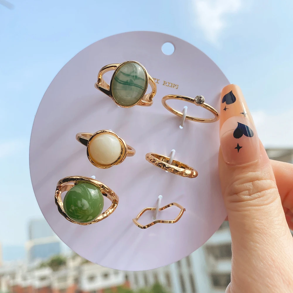 IFMIA Boho новый дизайн корейская мода металлические кольца с кристаллами из смолы