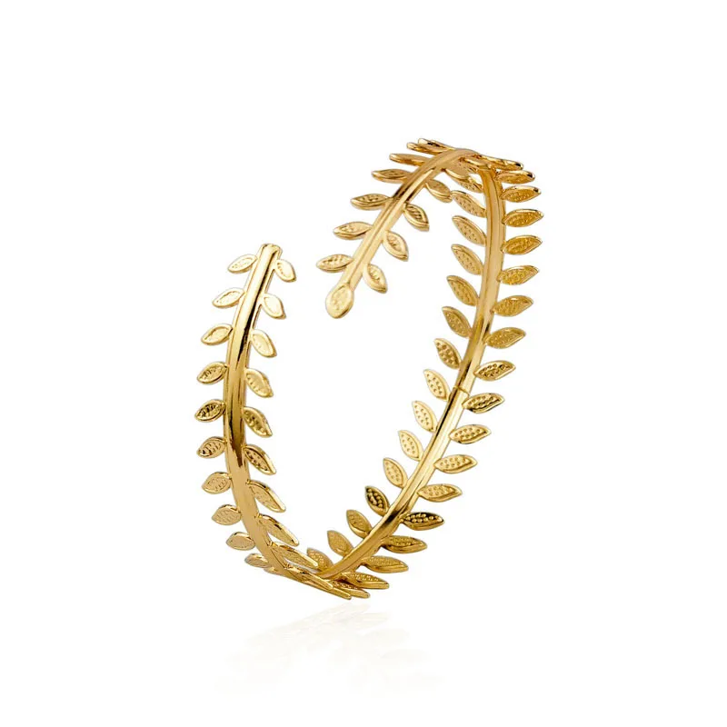 

Vintage Metal Leaf Arm Ring Fashion Metal Gold Silver Upper Arm Ring Bracelet Jewelry For Girl Round Cuff Armband Decor