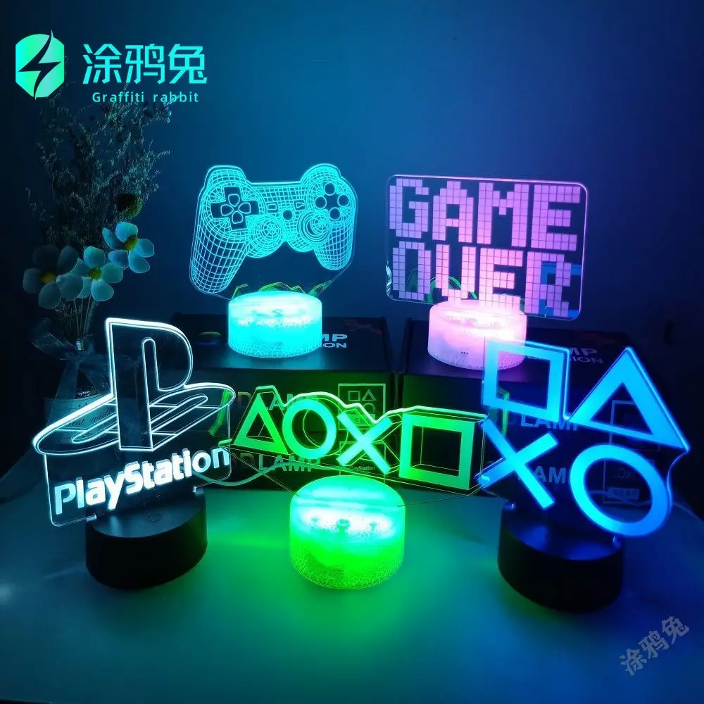 

LED Light Atmosphere Bedside Night Lamps Kids Gift Genshin Impact Night Light 3D Illusion Lamp Hot Game Light for Bedroom Decor