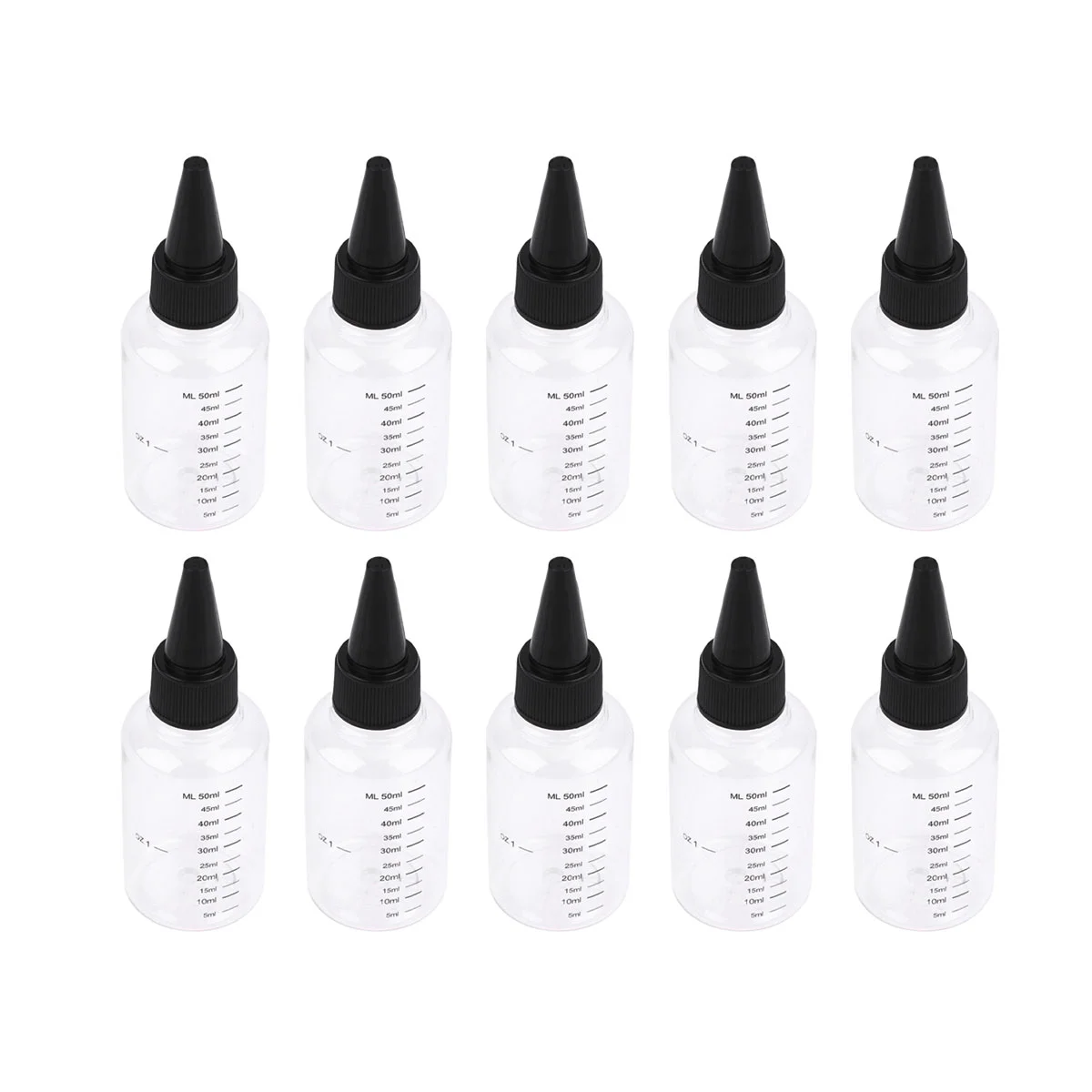 

10pcs Clear Applicator Bottles with Measurement Empty Squeeze Bottles for Essential Oil Craft Accessories 50ml ( Lid )