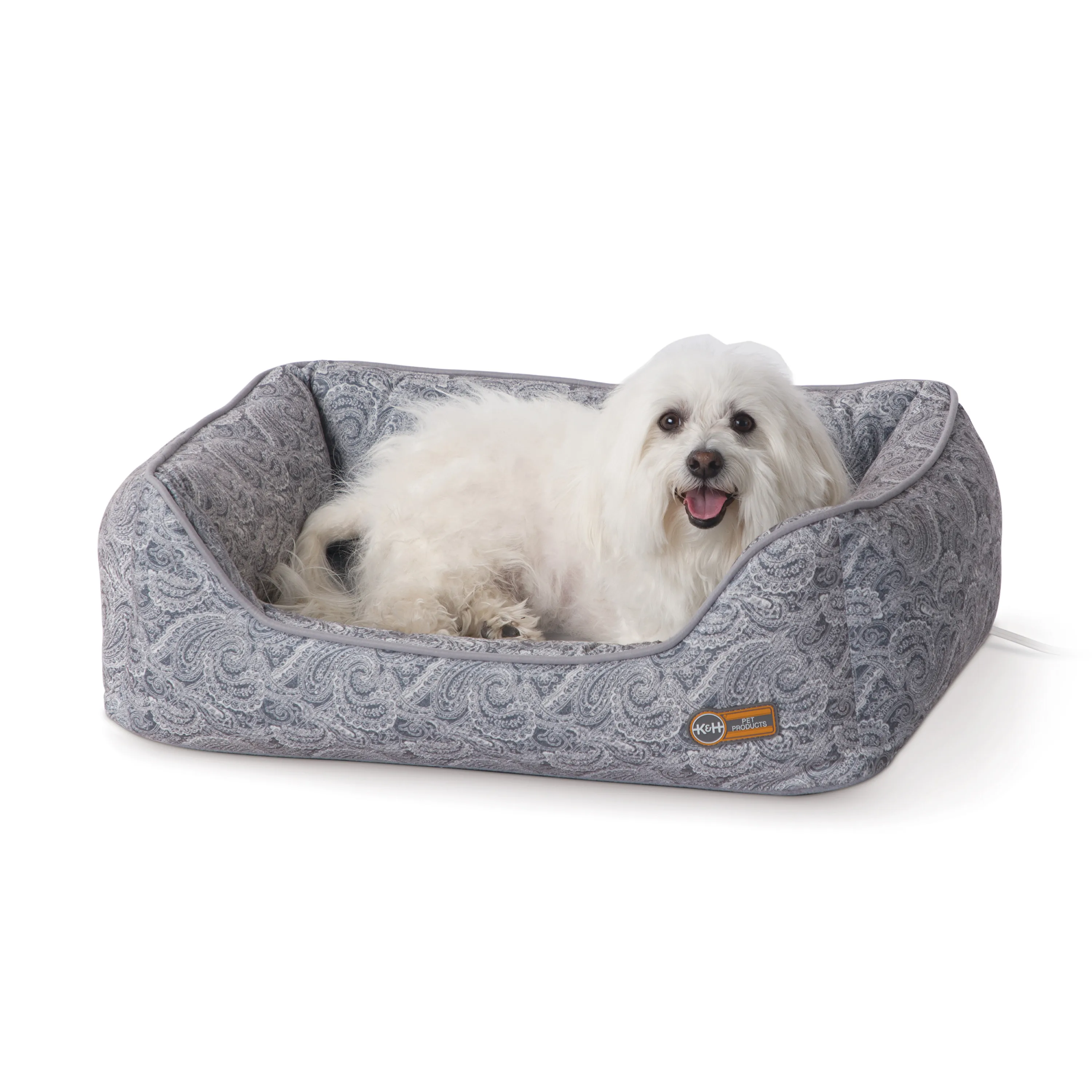

HMTX Thermo-Water Bolster Dog Bed Gray Paisley Medium 20 X 26 Inches