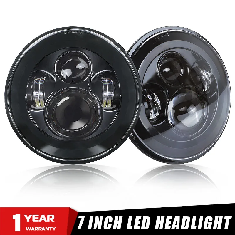

7 inch Round LED Headlight 6000K White Hi-Lo Beam H4 LED Motorcycle headlamp for Jeep Wrangler Lada Niva Off Road 4x4 12V 24V
