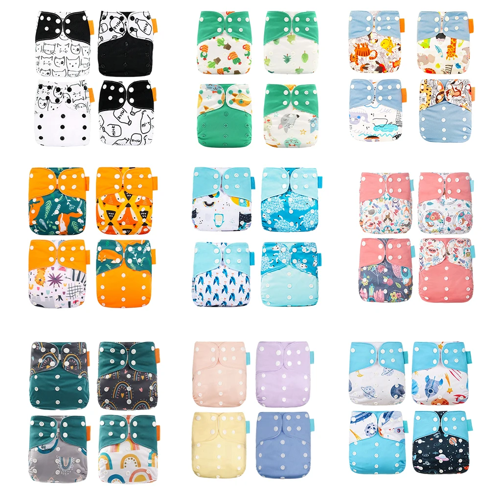 

4PCS/set Baby Training Diapers Infants Pocket Toddler Nappies Adjustable Printing Leak-proof Nursing Baby Diaper Cover