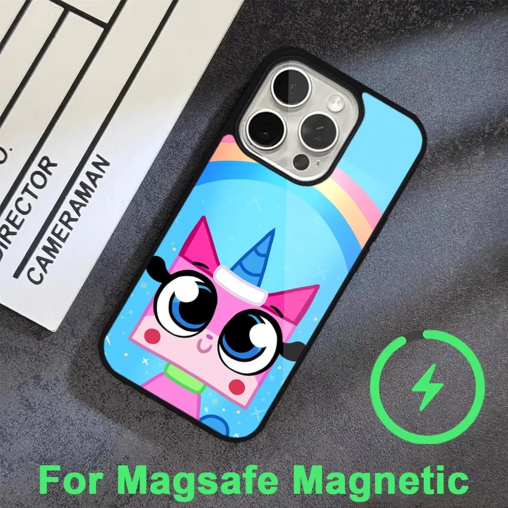 Мультяшный чехол unikitty для телефона iPhone 15 14 13 12 11 Pro Max Plus Magsafe черный мягкий