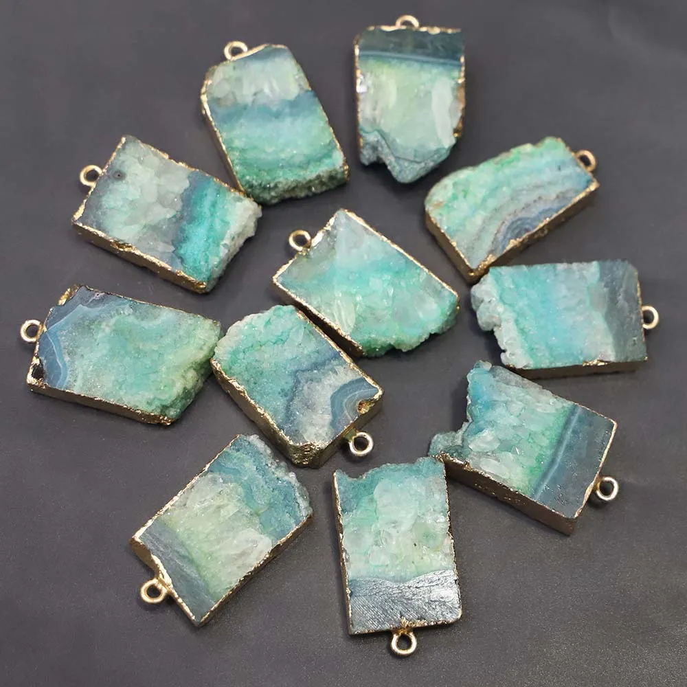 

Reiki Fashion Green Natural Stone Crystal Bag Phnom Penh Irregular Pendant Charms Jewelry Necklaces Acscessories Wholesale 6pces