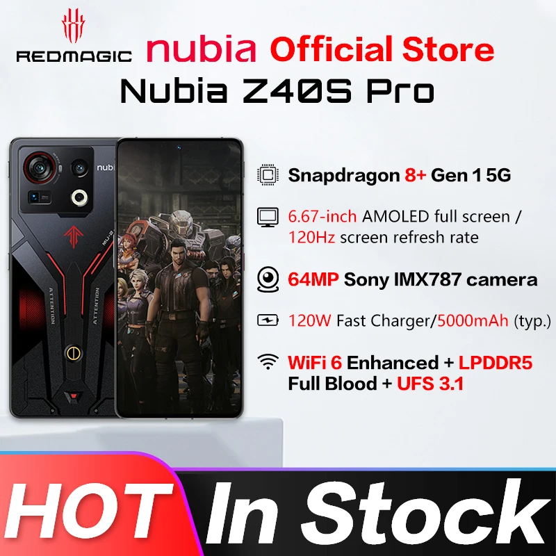 Original Nubia Z40s Pro 5G SmartPhone 6.67 inch 144Hz Screen Snapdragon Gen 8+ Octa Core 50MP Triple Camera 80W/120W QuickCharge