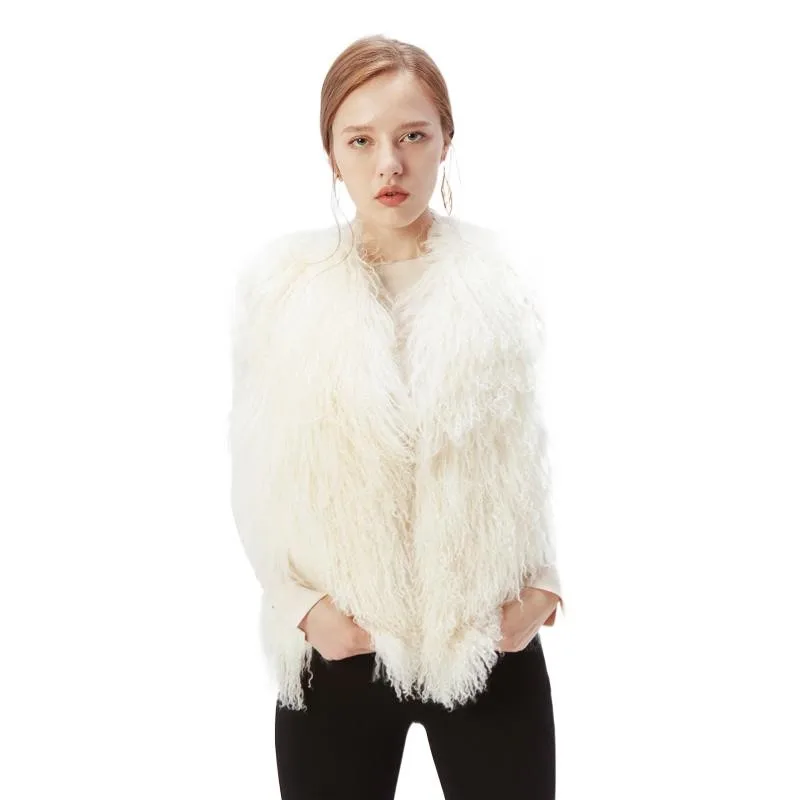 Women Mongolia Sheep Fur Sleeveless Coat Lady Solid Casual Fur Vest Female Fashion All-matching Fur Vest Real Sheep Fur Outwear
