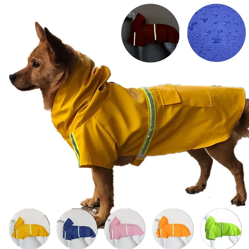 

дождевик для собак одежда для собак мелких одежда для собак комбинезон для собак Светоотражающий плащ средней длины для собак, дождевик для...