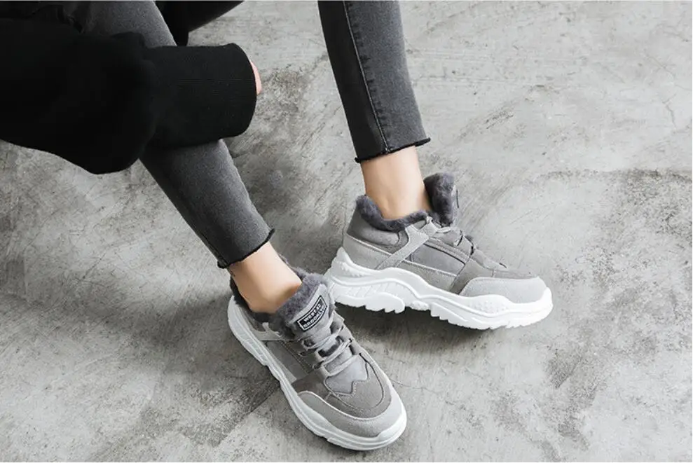 2022 winter warm platform women's snowshoes plush women's casual sports shoes artificial suede women's snow boots warm shoes
