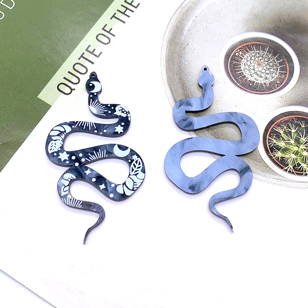 10 шт. большие пикантные черные лунные змеи акриловые серьги подвески роза цветок