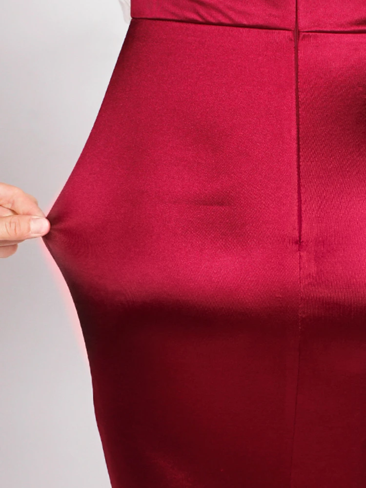 Атласное платье макси на одно плечо сексуальное длинное вечернее с разрезом