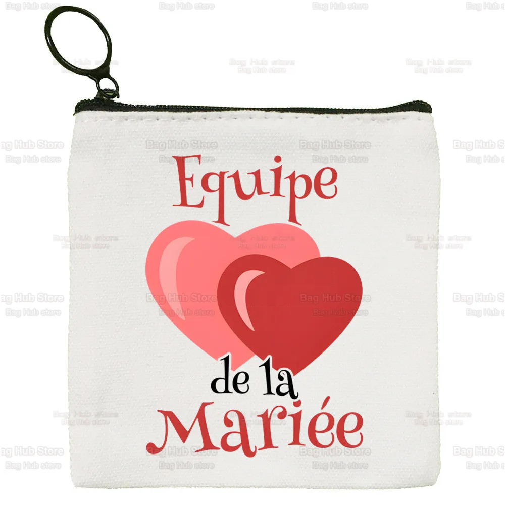 Evjf Mini Coin Purse Canvas Future Mariee Student Wallet Team Bride Bachelorette Coin Case Zipper Female Wedding Party Key Case