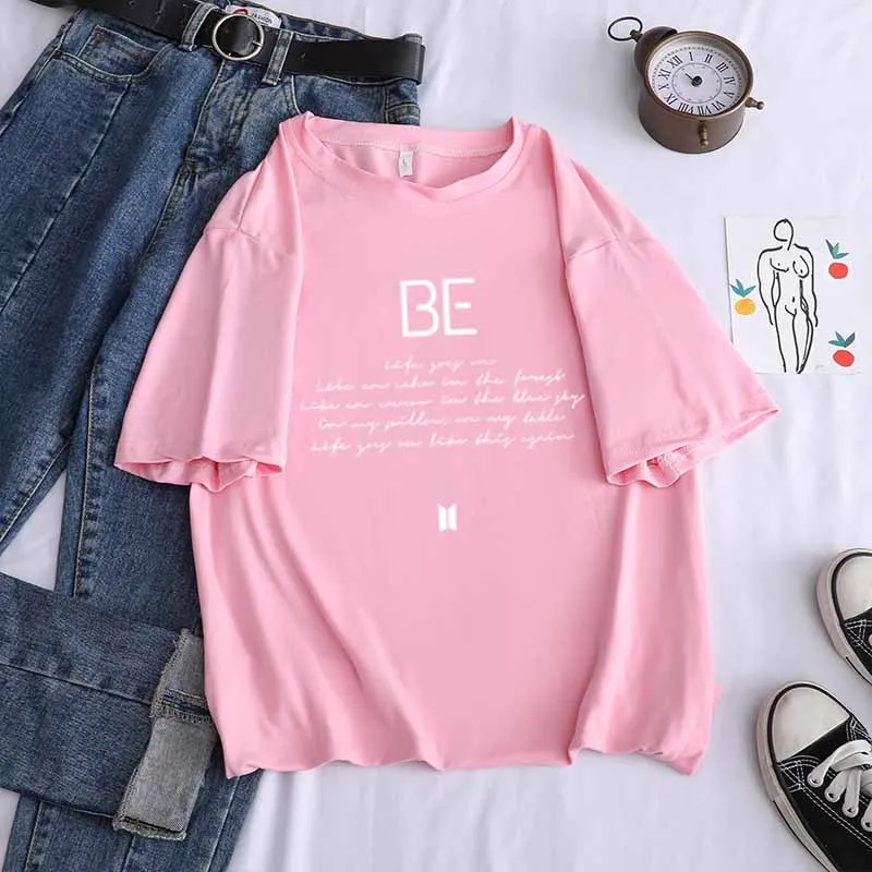 Женская хлопковая футболка с коротким рукавом BE Bat Y2k свободная повседневная