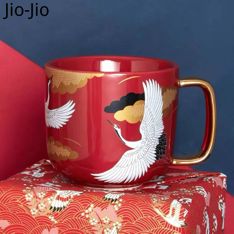 

Chinese Couple Water Mug Cup Ceramic Coffee Cup Red Luxury National Tide Milk Office Mugs Tea Creative Birthday Gift Box