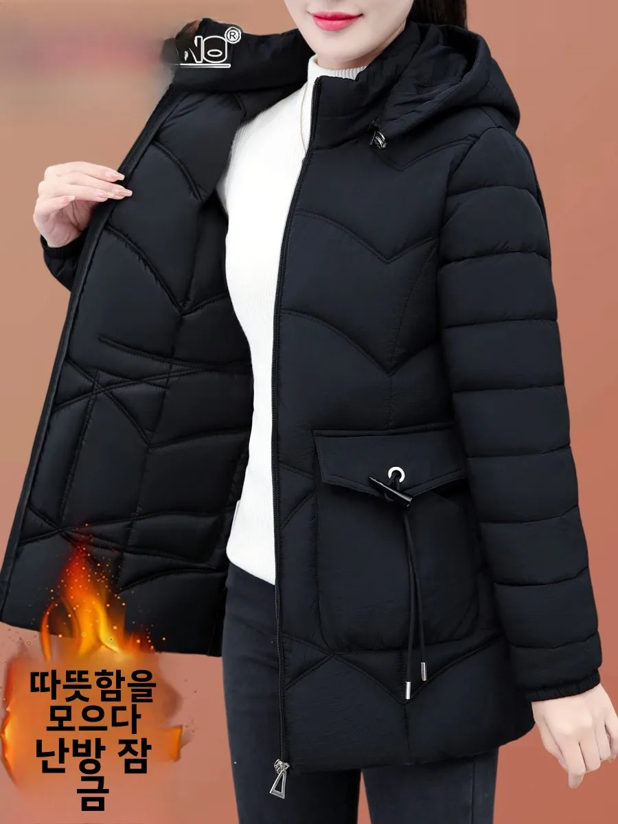 Пуховик Дятел с хлопковой подкладкой женская одежда средней длины зима 2024