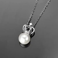dainty pearl cremation jewelry womens queen crown urn pendant necklace for ashes memorial jewelry gifts for girls