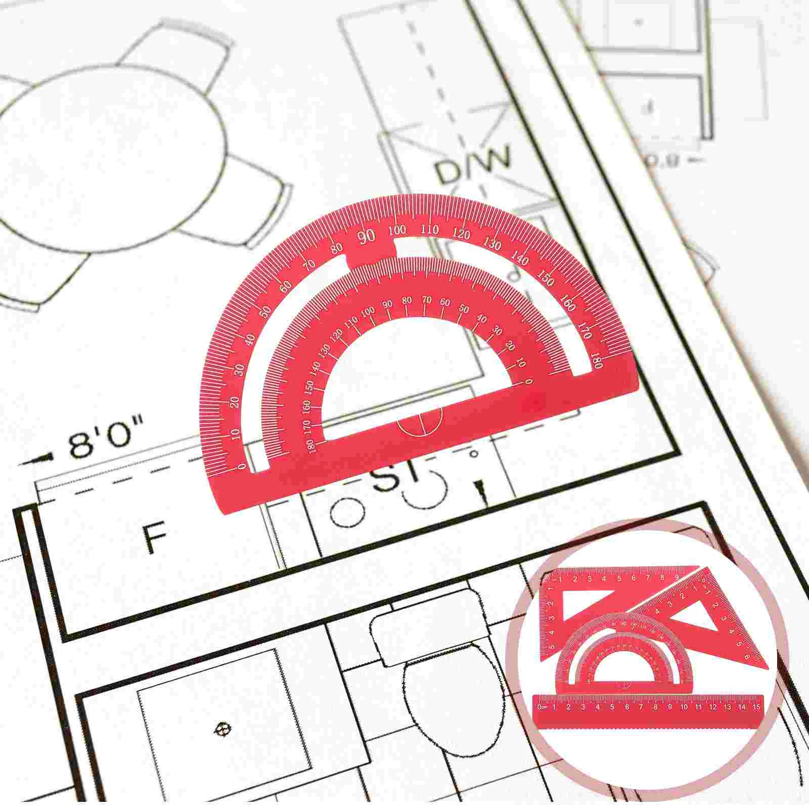

4 Pack Geometry Set Metal Triangle Ruler Protractor Straight Ruler Tool Set Math Protractor School and Office Supplies for Kids