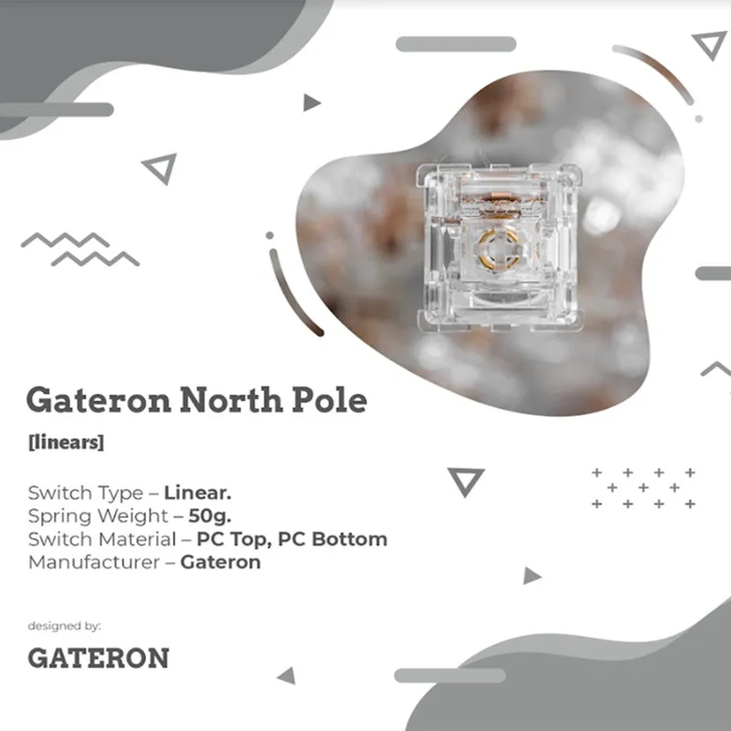 

Gateron North Pole Linear Switch Mechanical Keyboard Switches Arctic 5pin Transparent Switches 50g Linear Custom Switch