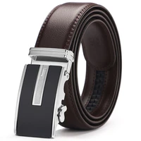 business men trend belt silver border design black automatic buckle simple high end leather texture light luxury authentic belt