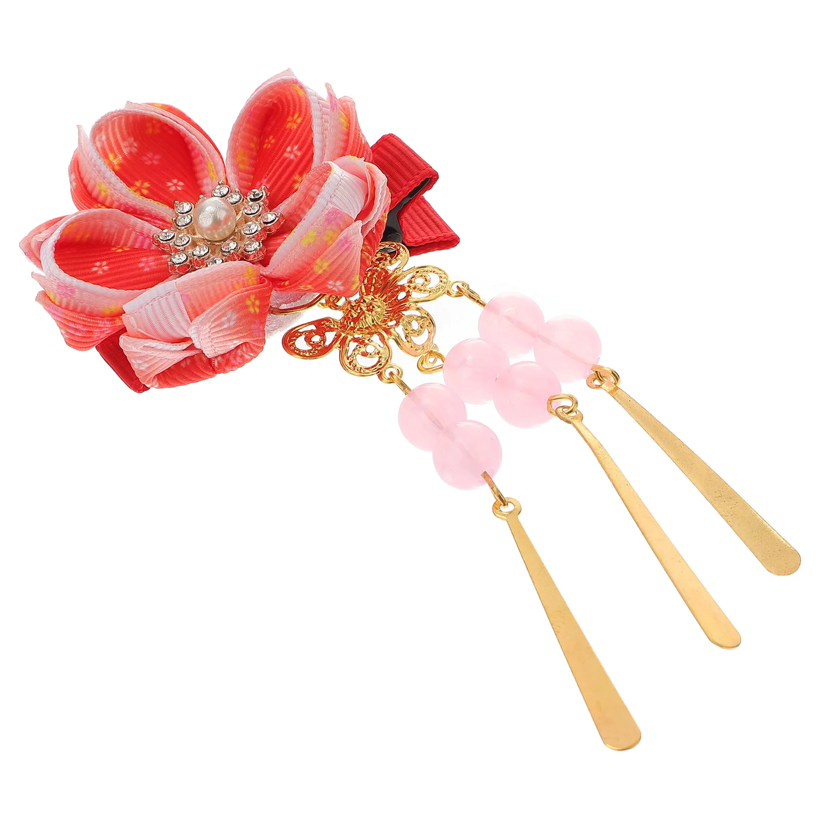

Hair Japanese Kimono Accessories Clip Flower Clips Tassel Pin Hairpin Stylebarrette Chinese Geisha Kanzashi Hanfu Red Decorative