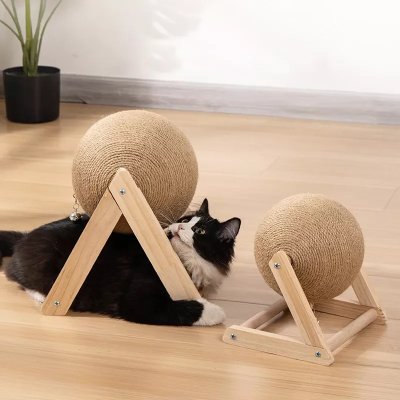 

NEW2023 Cat Scratcher Toy Pet Scratching Ball Wood Stand Kitten Sisal Rope Ball Board Grinding Paws Furniture Supplies Accessori